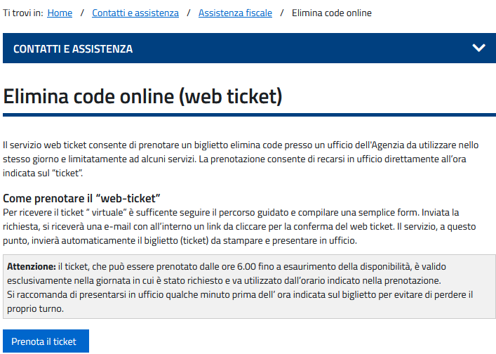 L Agenzia 1.4.a Prenota un appuntamento Agenzia delle Entrate